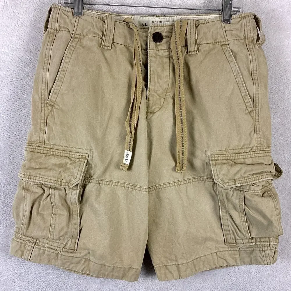 VTG Y2K Abercrombie & Fitch Cargo Shorts Men 30 Khaki Paratrooper Military Baggy